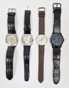 Dugena Monsa automatic wristwatch, the silvered dial with raised silver hour markers, date window at