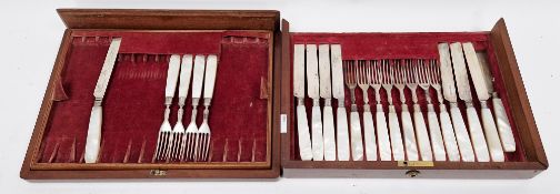 Victorian part set of silver and mother of pearl flatware, Sheffield 1838 William Sansom, comprising