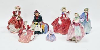 Collection of Royal Doulton figures of ladies, including: a small figure of Chloe, printed and