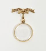 9ct gold bow-pattern glass locket with bow bar