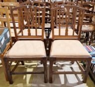 Set of four 19th century ash dining chairs with curved top rails, drop-in seats and raised on square