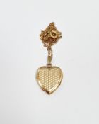 9ct gold-plated heart-shaped locket on fine 9ct gold chain, chain 0.9g approx.
