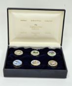 Set of six silver and enamel ' The St. James 's House Collection ' pill boxes commemorating Peter