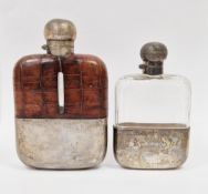 George V silver mounted glass hip flask, Sheffield 1928 James Dixon & Sons Ltd, the twisting