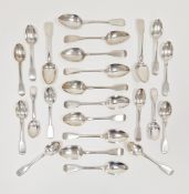 George III and George IV matched set of twelve silver dessert spoons, various London dates and