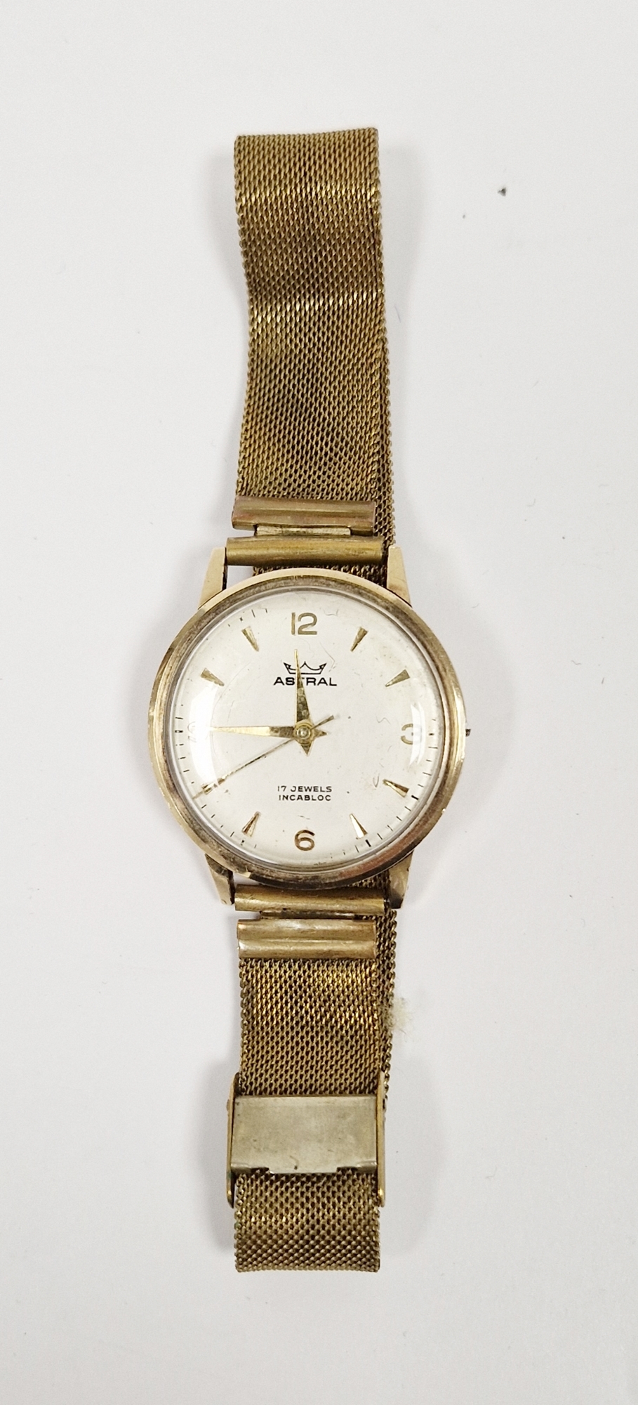 Astral 9ct gold cased wristwatch, the cream dial with baton hour markers and quarterly Arabic