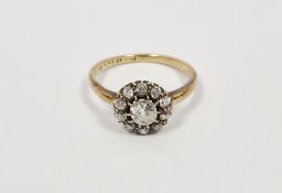 Gold and diamond cluster ring, the centre stone approx. 0.4ct surrounded by multiple old cut smaller