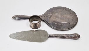 Early 20th century silver backed dressing table mirror, Chester 1915, with bow and ribbon embossed