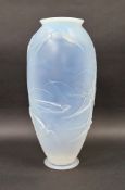 Art Deco Sabino opalescent oviform vase, etched Sabino/Paris to base, moulded with swallows in