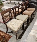 Set of three Regency mahogany dining chairs including one carver, three further 19th century