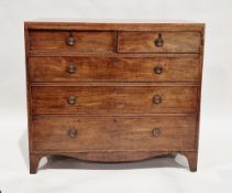 George lll mahogany and cross-banded chest of two short over three long drawers, the top with