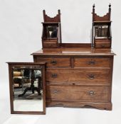 Edwardian mahogany dressing chest, with rectangular swing mirror, the upper supports with mirrored