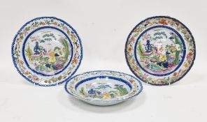 Mason's ironstone china soup-plate and two dinner-plates in the 'Mogul' pattern, early 19th century,