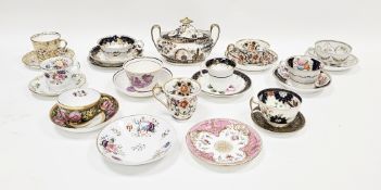 Group of 19th century English pottery and porcelain teawares, including: a pearlware transfer