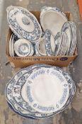 Quantity of Wedgwood 'Raphael' blue and white chinaware to include lidded tureens, serving platters,