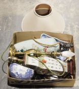 Damaged cloisonne Eastern-style table lamp bearing floral design, a Paragon Chariots blue and