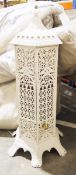 Cast iron gas burner converted into a light with acanthus leaf and Gothic arch design  Condition