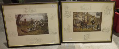 After Frank Palou Colour prints  Hunting scenes, one The Meeting moving off from the pub and the