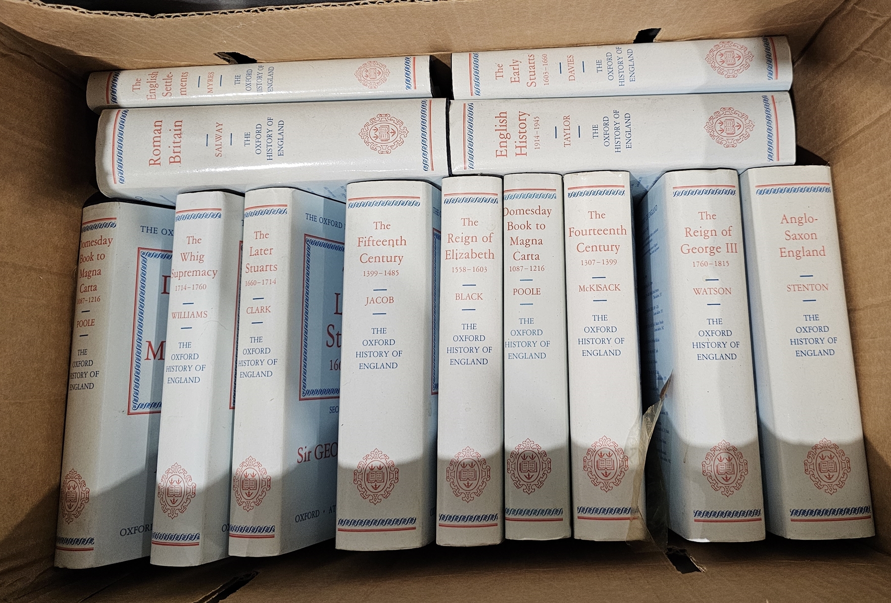 The Oxford History of England - 13 volumes, d-w, and eleven Folio Society books, humorous (2 boxes) - Image 2 of 2