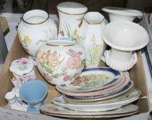 Chelsea handpainted part tea service with floral rim and blue body, cream ground to the rim, a