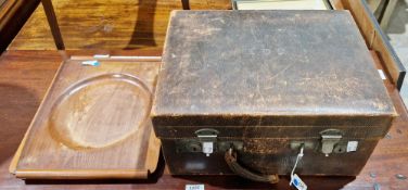 Mid 20th century Scandinavian studio hardwood rectangular tray with dished centre, 37cm wide and a