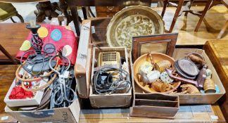 Vintage Paximat slide projector, quantity of cutlery and place mats, assorted items of treen to