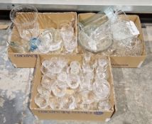 Quantity of glassware to include wine glasses, a pair of Waterford sherry glasses, Royal Doulton