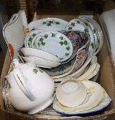 Colclough ivy decorated part tea service, four Royal Worcester handpainted bird decorated
