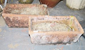 Pair of 20th  century rectangular terracota planters with ascanthus leaf decoration