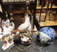 19th century Staffordshire flatback figure of Will Watch, with gun and gunpowder barrels, above