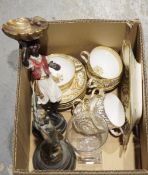 Japanese Imari ribbed bowl, a bronzed Art Deco figure of a woman, a 19th century gilt foliate