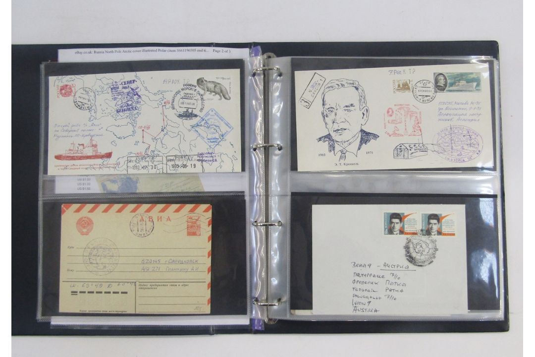 Stamps of Soviet Union & Russia: Three maroon cover albums full of Polar exploration covers and - Image 10 of 21