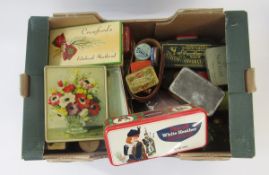 Large quantity of decorative tins to include oval Cremona tin, early 20th century tin Deco-style