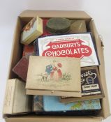 Quantity vintage chocolate boxes to include Embassy pink and gold, Cadbury's Art Deco-style box in