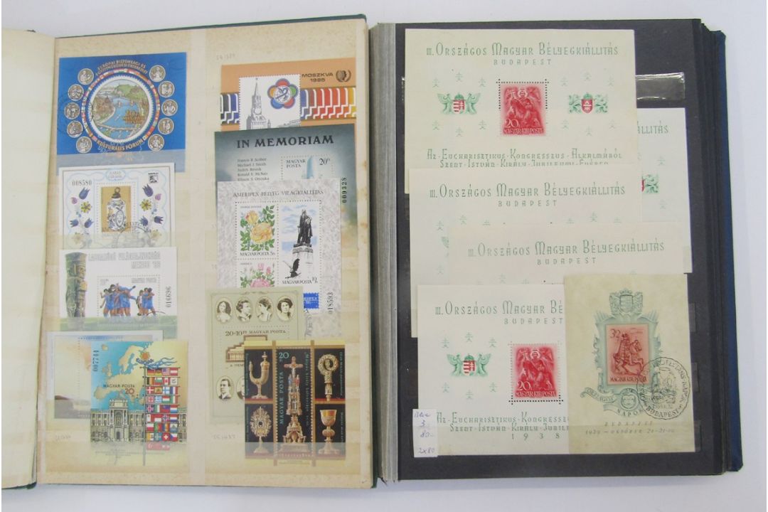 Stamps of Hungary: Unusual accumulation in full blue 24-page stock-book plus part-filled green stock - Image 1 of 6