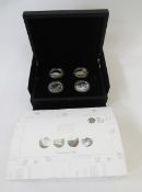 2017 A Portrait of Britain four coin silver proof set, contemporary designs with trichromatic colour
