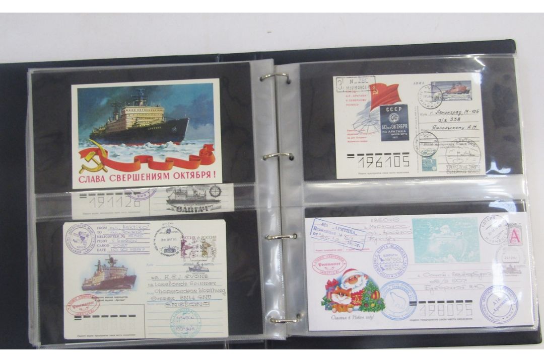 Stamps of Soviet Union & Russia: Three maroon cover albums full of Polar exploration covers and - Image 6 of 21