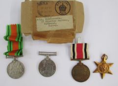 WWII boxed medal group, Italy Star, War Medal and Defence Medal, Police Special Constabulary Medal