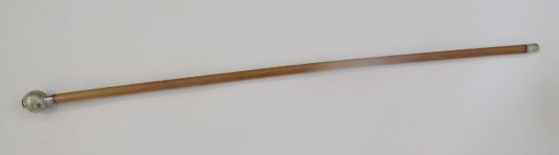 Devonshire Regiment swagger stick with silver top and tip, hallmarked Birmingham 1940, inscription