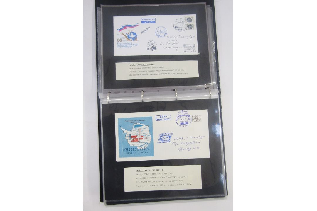 Stamps of Soviet Union & Russia: Three maroon cover albums full of Polar exploration covers and - Image 15 of 21
