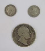 William IV Half Crown, 1836 bare head right, rev. Crowned Mantle date below fair, with 1917 3d,