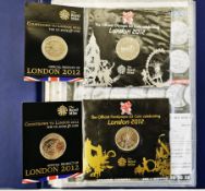 Coin album consisting of 29, 2012 Olympic 50p's with 4 x £5 coins and Handover to Rio £2