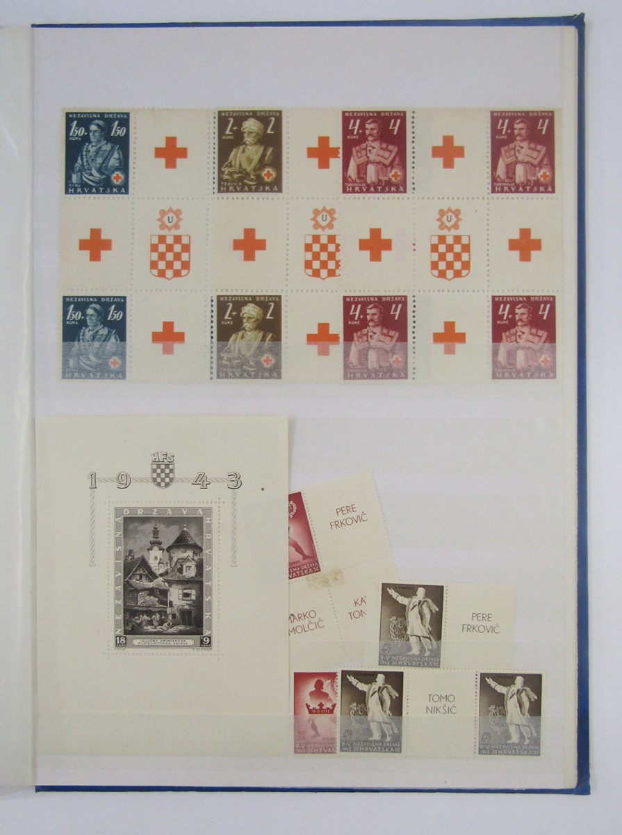 Stamps of Croatia: Large blue KABE album and stock book of mostly Croatia with some WWII German - Image 14 of 15