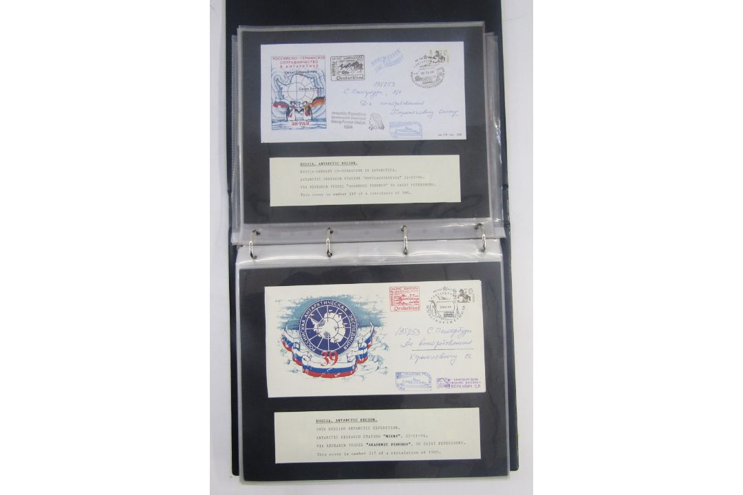 Stamps of Soviet Union & Russia: Three maroon cover albums full of Polar exploration covers and - Image 17 of 21