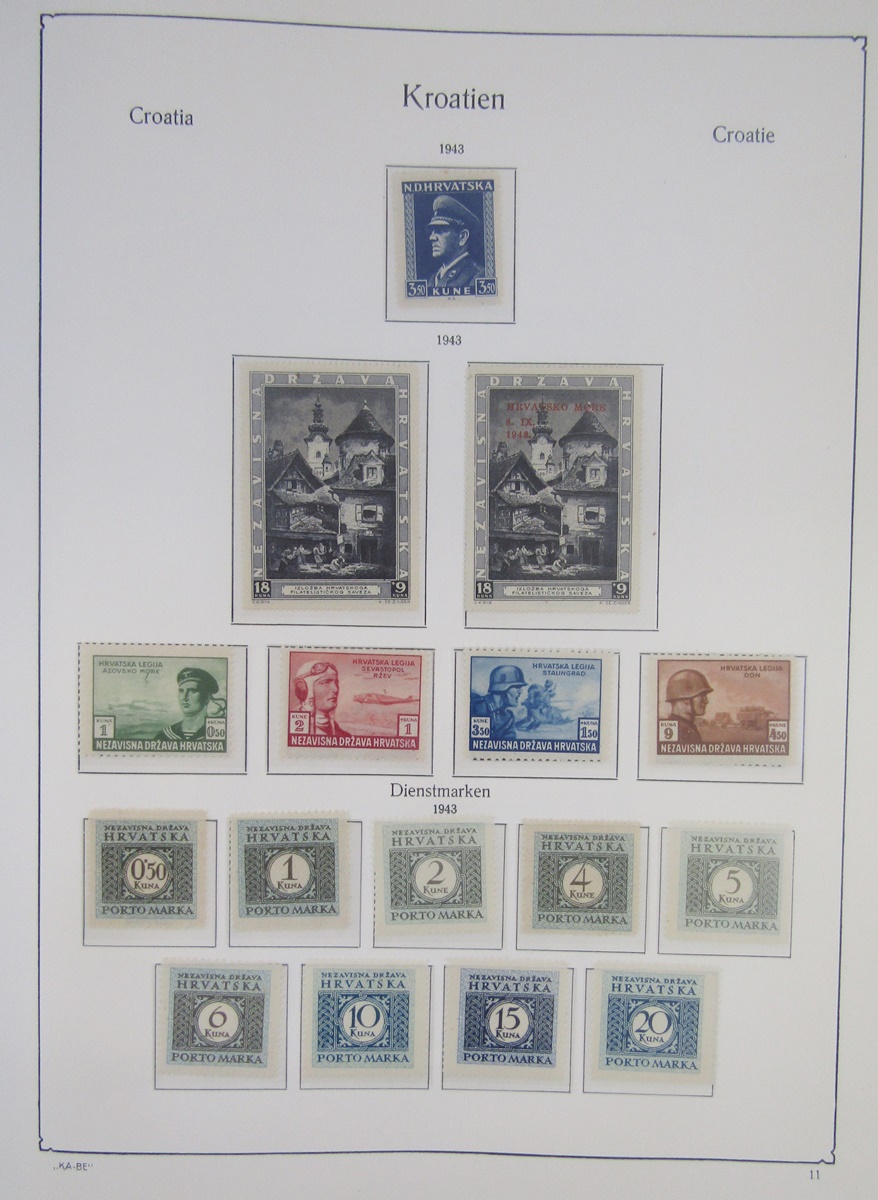 Stamps of Croatia: Large blue KABE album and stock book of mostly Croatia with some WWII German - Image 6 of 15