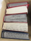 Hungary stamps: Box of 5 large stock books of mint and used issues from 1868 1kr blue journal to
