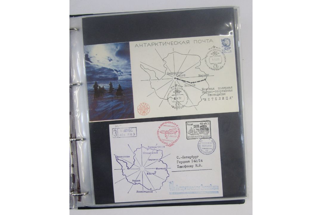 Stamps of Soviet Union & Russia: Three maroon cover albums full of Polar exploration covers and - Image 14 of 21