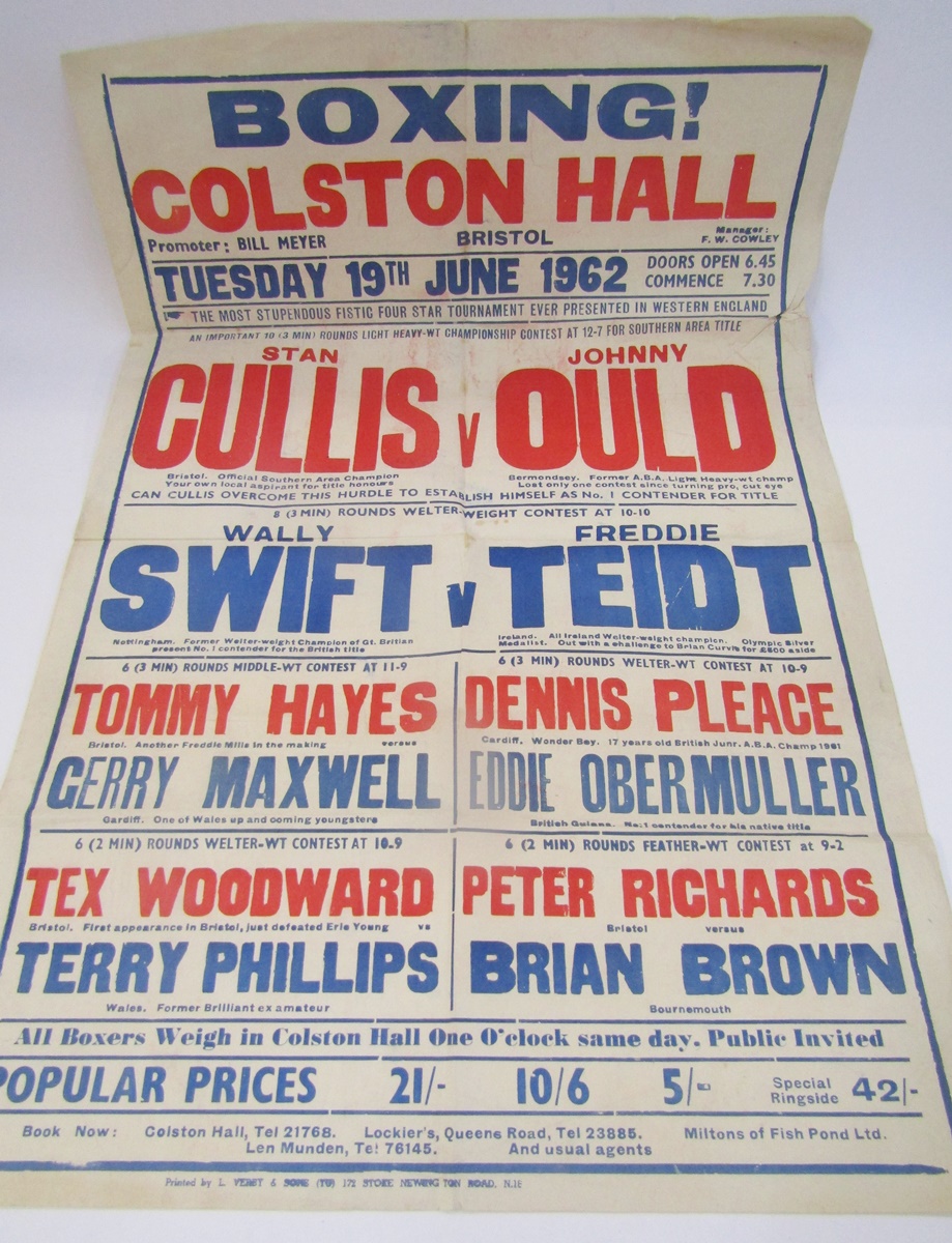 1967 boxing poster, Rudolph Vaughan versus Rocky Campbell, Colston Hall, Bristol and 1962 Stan - Image 2 of 4