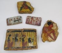 Collection of Grand Tour and later Egyptian artefacts, 5 x fragments of wooden cartonnage.