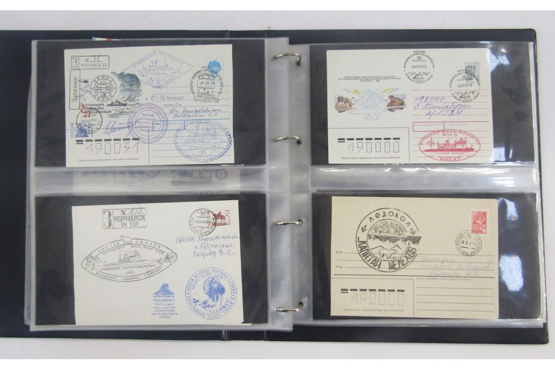 Stamps of Soviet Union & Russia: Three maroon cover albums full of Polar exploration covers and - Image 7 of 21